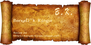 Benyák Kinga névjegykártya