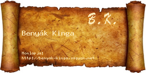 Benyák Kinga névjegykártya